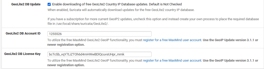 Configuration GeoLite2